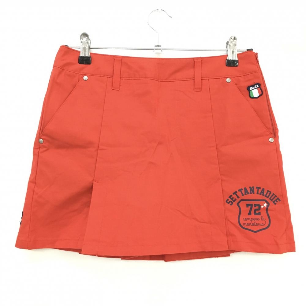 【超美品】パーセッタンタドゥエ スカート レッド ロゴネイビー 内側パンツ  レディース S ゴルフウェア PAR72