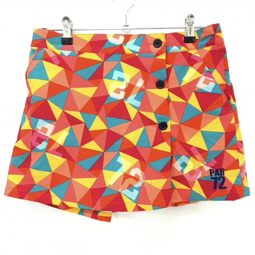 【超美品】パーセッタンタドゥエ キュロットスカート マルチカラー 総柄 裏微起毛 レディース L ゴルフウェア PAR72