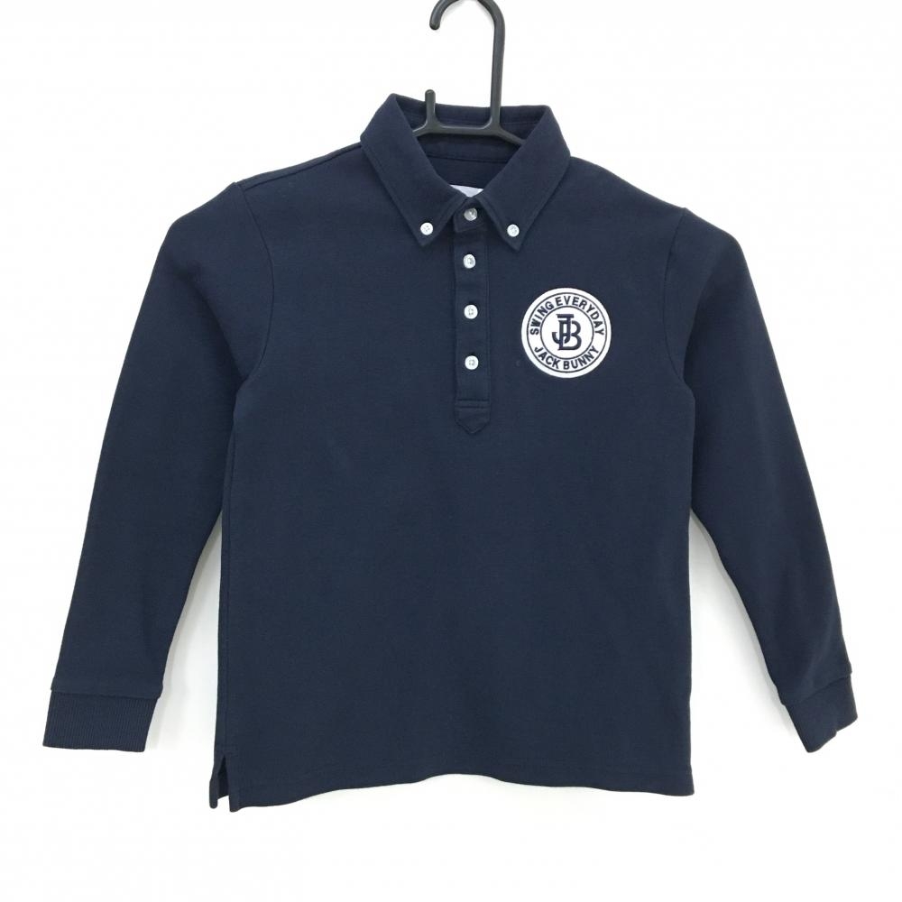 ジャックバニー 長袖ポロシャツ ネイビー ボタンダウン ロゴ刺しゅう ジュニア・キッズ 130(SS) ゴルフウェア Jack Bunny