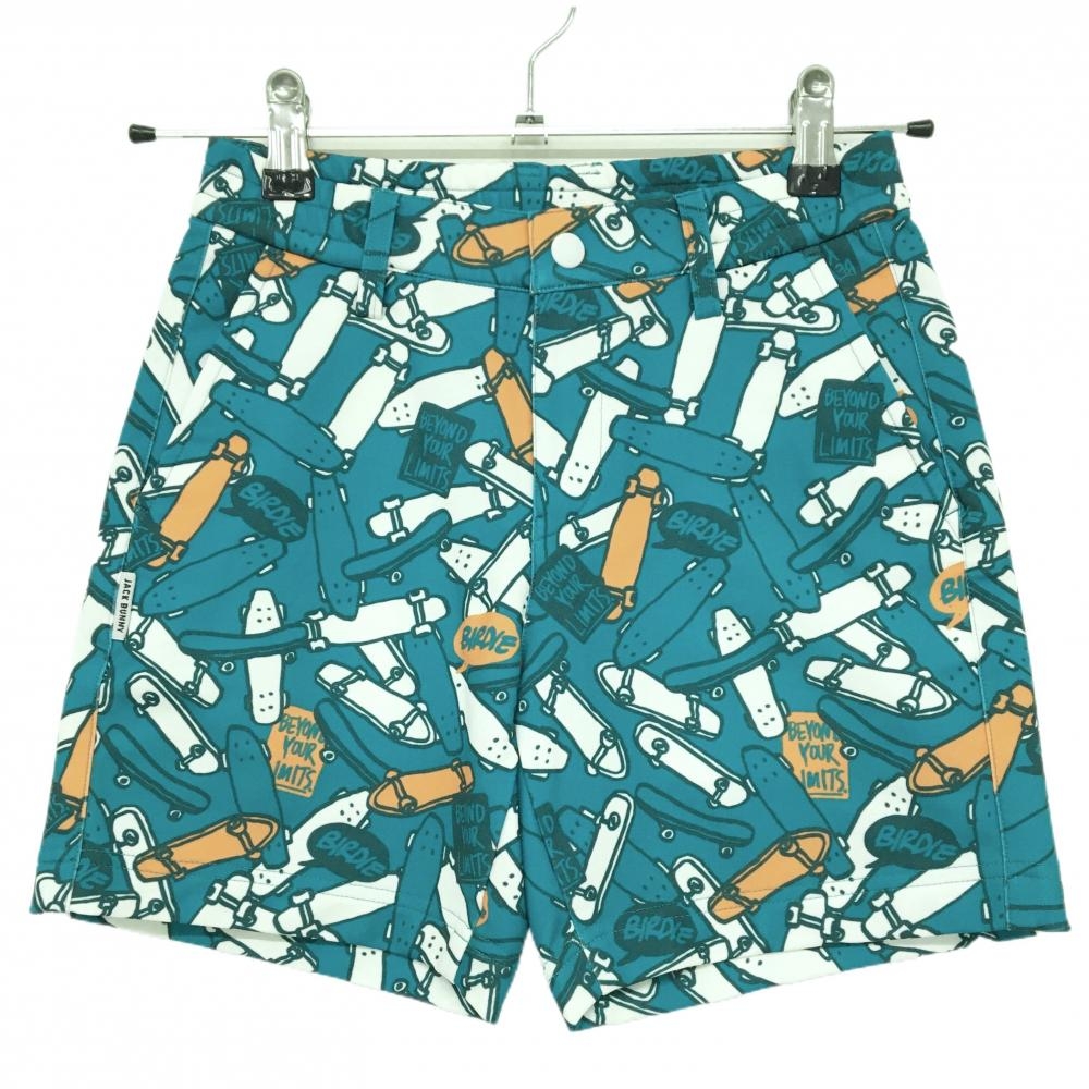 【超美品】ジャックバニー ハーフパンツ グリーン×白 スケボー柄 ジュニア・キッズ 130 ゴルフウェア Jack Bunny