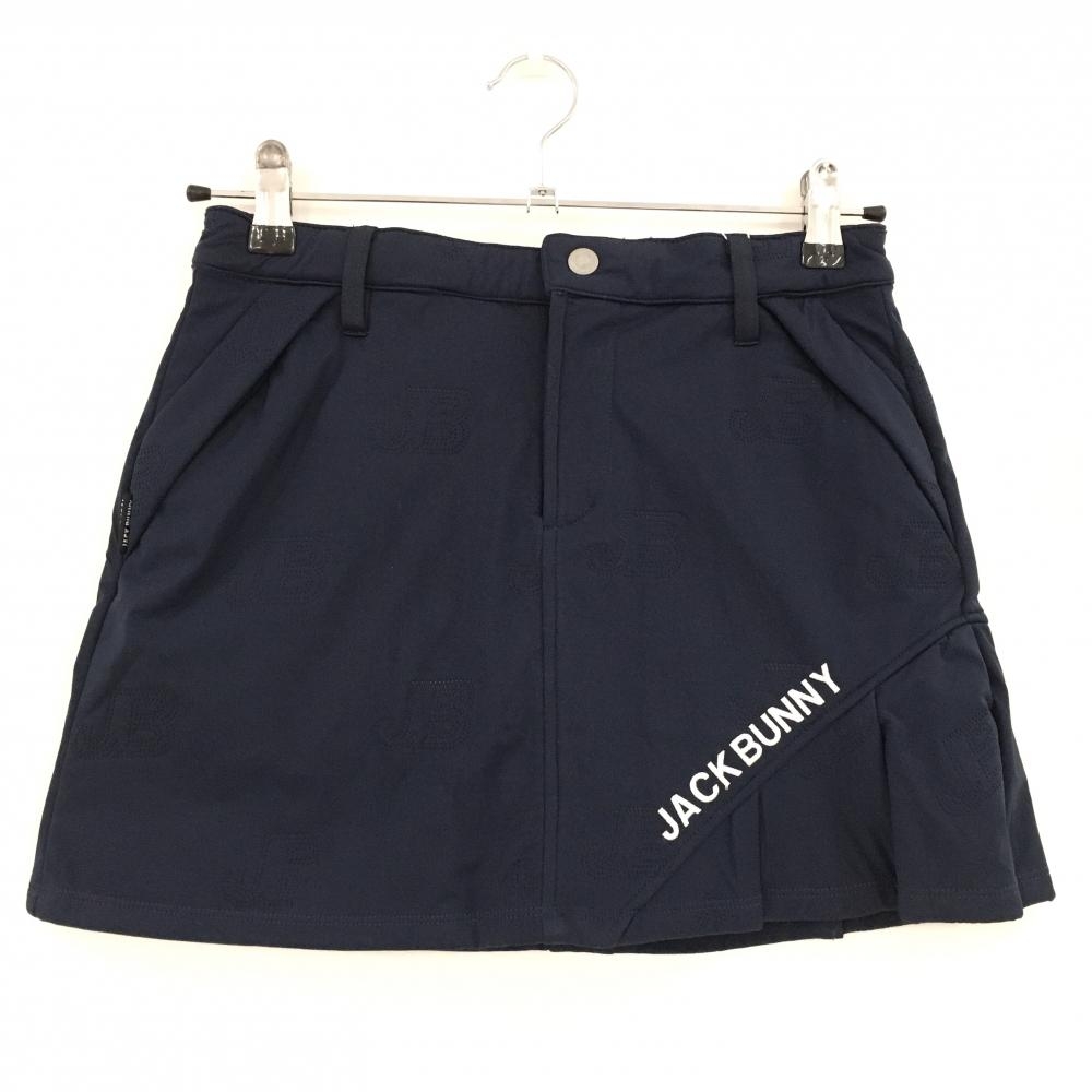 【新品】ジャックバニー スカート ネイビー ロゴ地模様 裏起毛 内側インナーパンツ ジュニア・キッズ 150 ゴルフウェア Jack Bunny