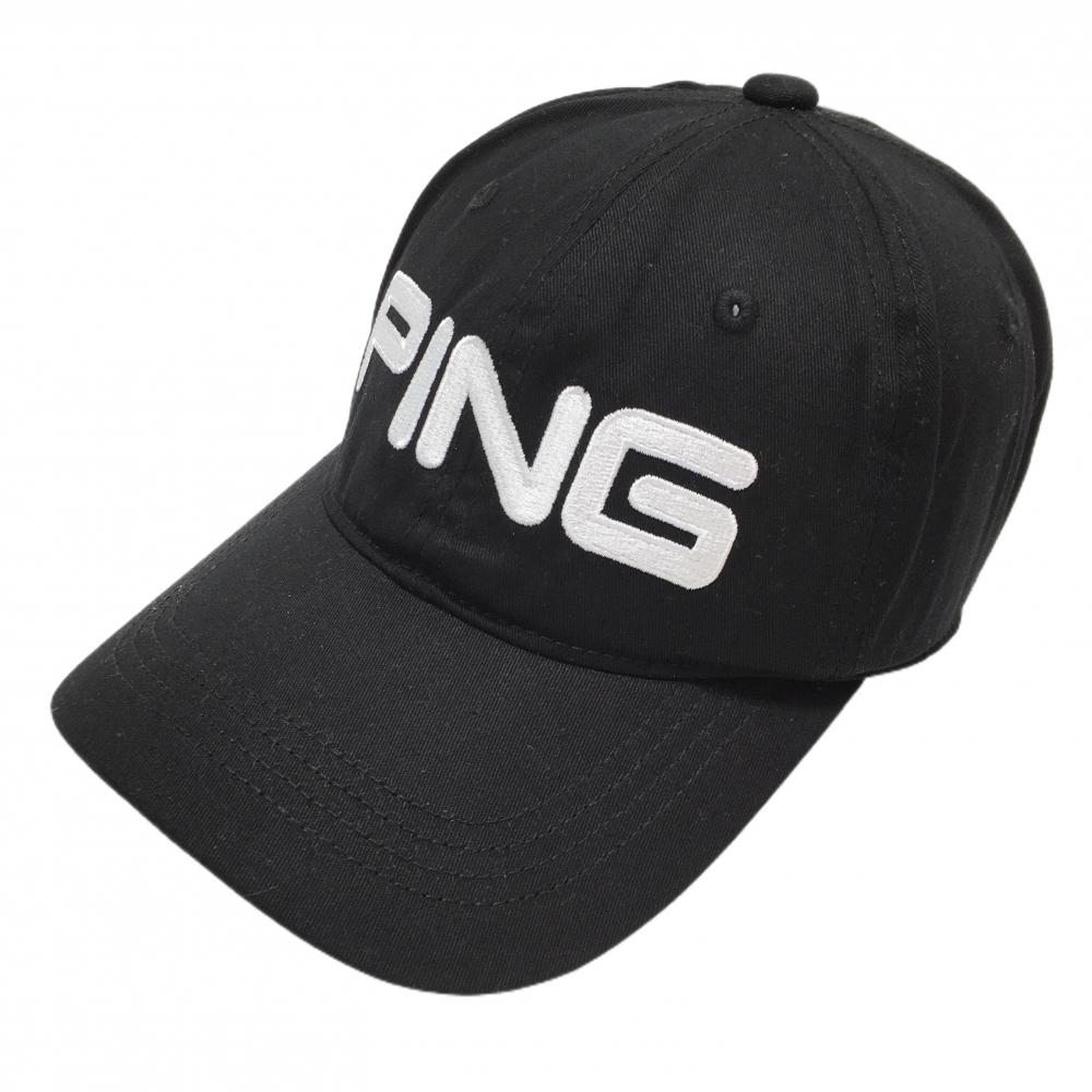【新品】ピン キャップ 黒×白 ロゴ刺しゅう ジュニア・キッズ ONE SIZE FITS ALL ゴルフウェア PING