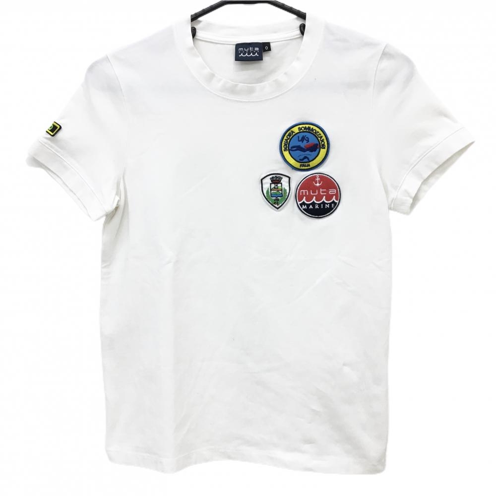 ムータマリン Tシャツ 白 胸刺しゅうワッペン レディース 0(M) ゴルフウェア muta