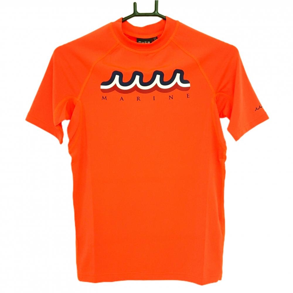 【新品】ムータマリン Tシャツ オレンジ ロゴプリント ストレッチ レディース XS ゴルフウェア muta