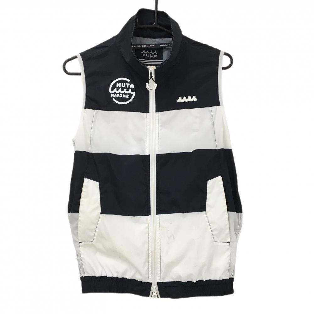 ムータマリン 空調ベスト 白×ネイビー ボーダー 通電確認済み  レディース 0(XS) ゴルフウェア muta
