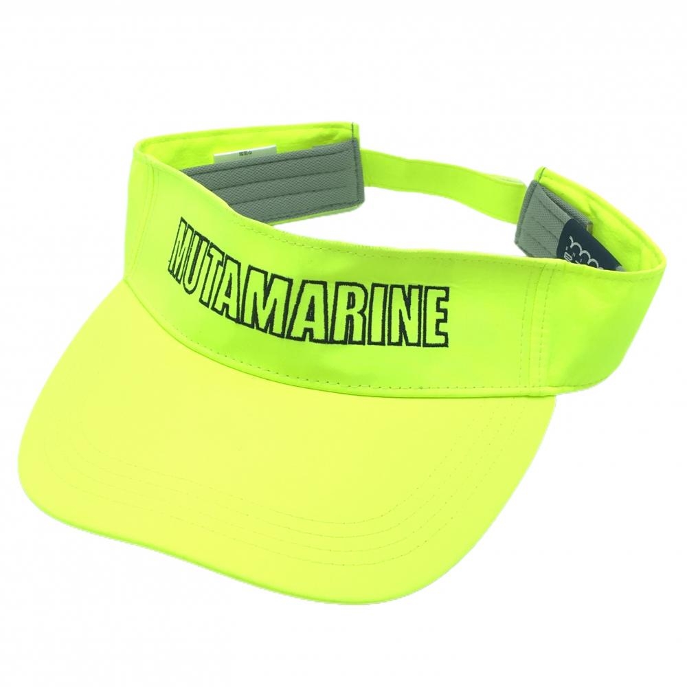 【美品】ムータマリン サンバイザー 蛍光イエロー ロゴ刺しゅう   ゴルフウェア muta
