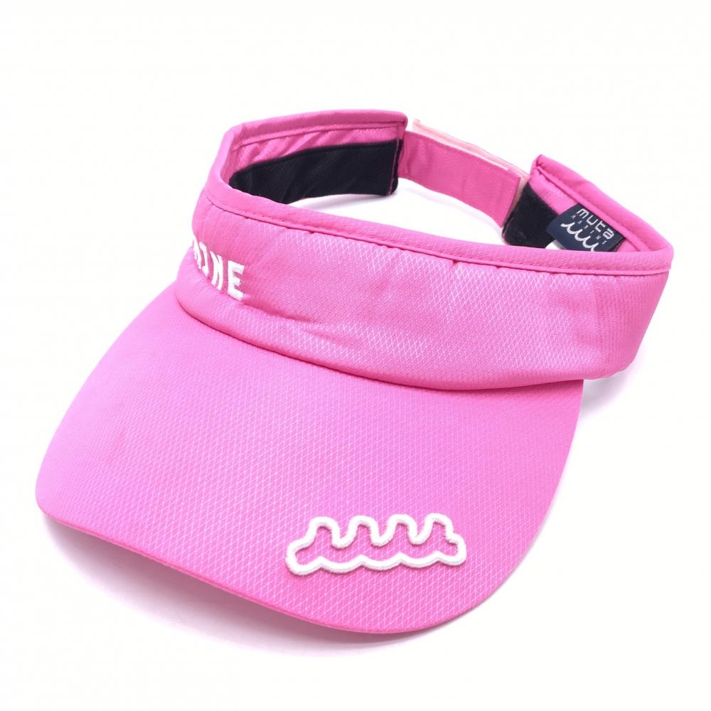 ムータマリン サンバイザー ピンク×白 ロゴ刺しゅう 57～59cm   ゴルフウェア muta