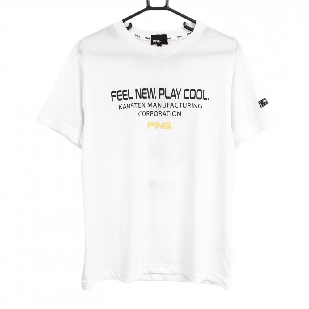 【超美品】ピン Tシャツ 白×黒 両面ロゴ メンズ LL ゴルフウェア 2023年モデル PING