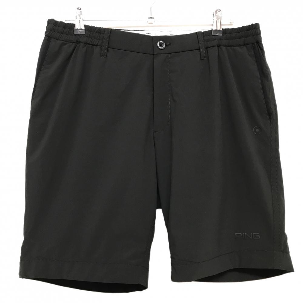 【美品】ピン ハーフパンツ 黒系  裏地メッシュ ウエストゴム メンズ LL ゴルフウェア PING