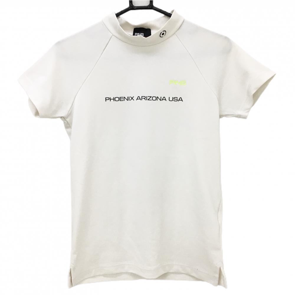 ピン 半袖ハイネックシャツ 白 背面ロゴ レディース S ゴルフウェア 2023年モデル PING