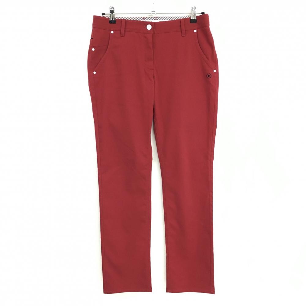 【美品】ピン パンツ レッド×黒 ロゴ刺しゅう  レディース L ゴルフウェア PING
