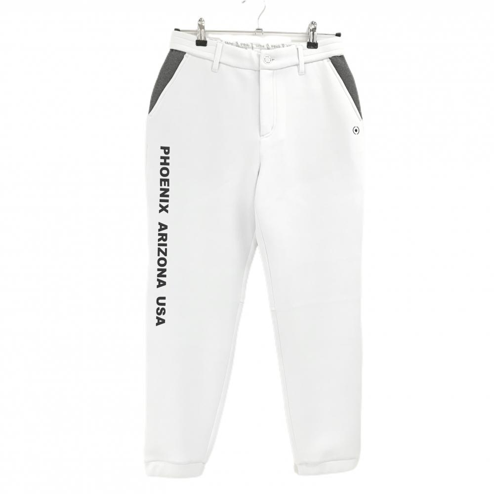 【美品】ピン ジョガーパンツ 白×杢グレー ダンボールニット ロゴ黒  レディース M ゴルフウェア PING