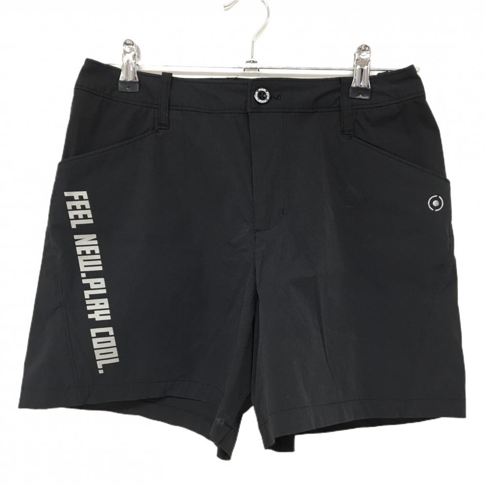 ピン ハーフパンツ 黒 ロゴプリント サイドプリント  レディース M ゴルフウェア PING