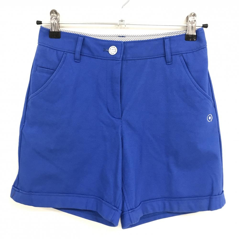 【超美品】ピン ハーフパンツ ブルー ロゴ刺しゅう レディース SS ゴルフウェア PING