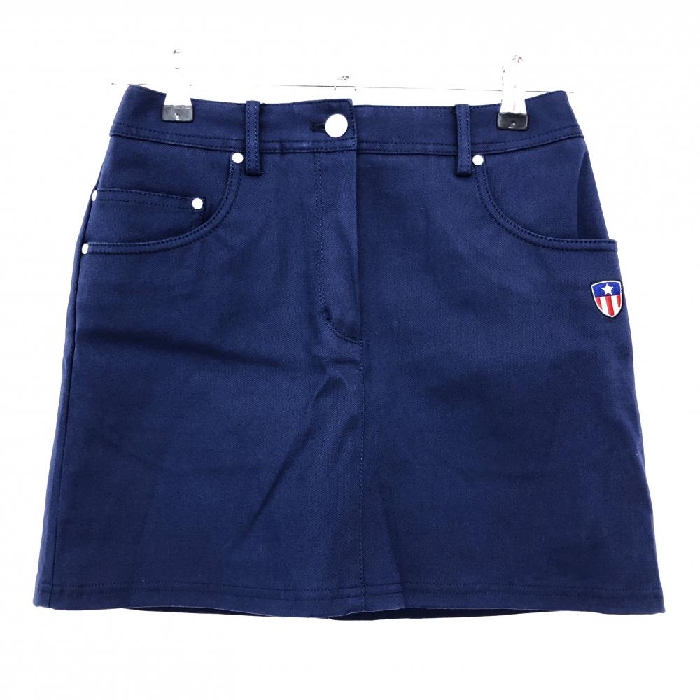 【超美品】ピン スカート ネイビー ロゴ白 ストレッチ レディース S ゴルフウェア PING