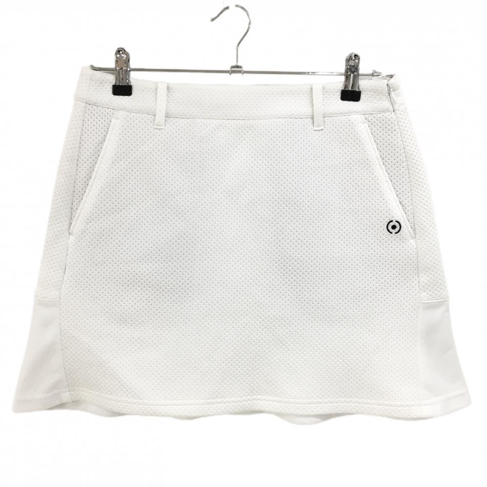 【美品】ピン スカート 白 ドット凹凸生地 レディース L ゴルフウェア PING