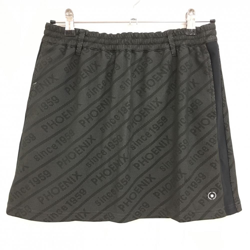 【美品】ピン スカート  黒×白 斜めロゴ総柄 裏地付 レディース L ゴルフウェア PING