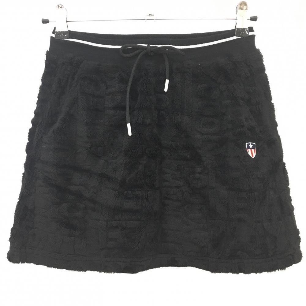 【美品】ピン スカート 黒 地模様 ファー 裏地付き レディース SS ゴルフウェア PING