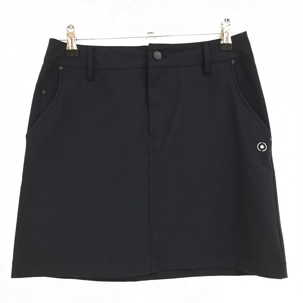 【超美品】ピン スカート 黒×グレー ストレッチ ロゴプリント レディース M ゴルフウェア 2023年モデル PING