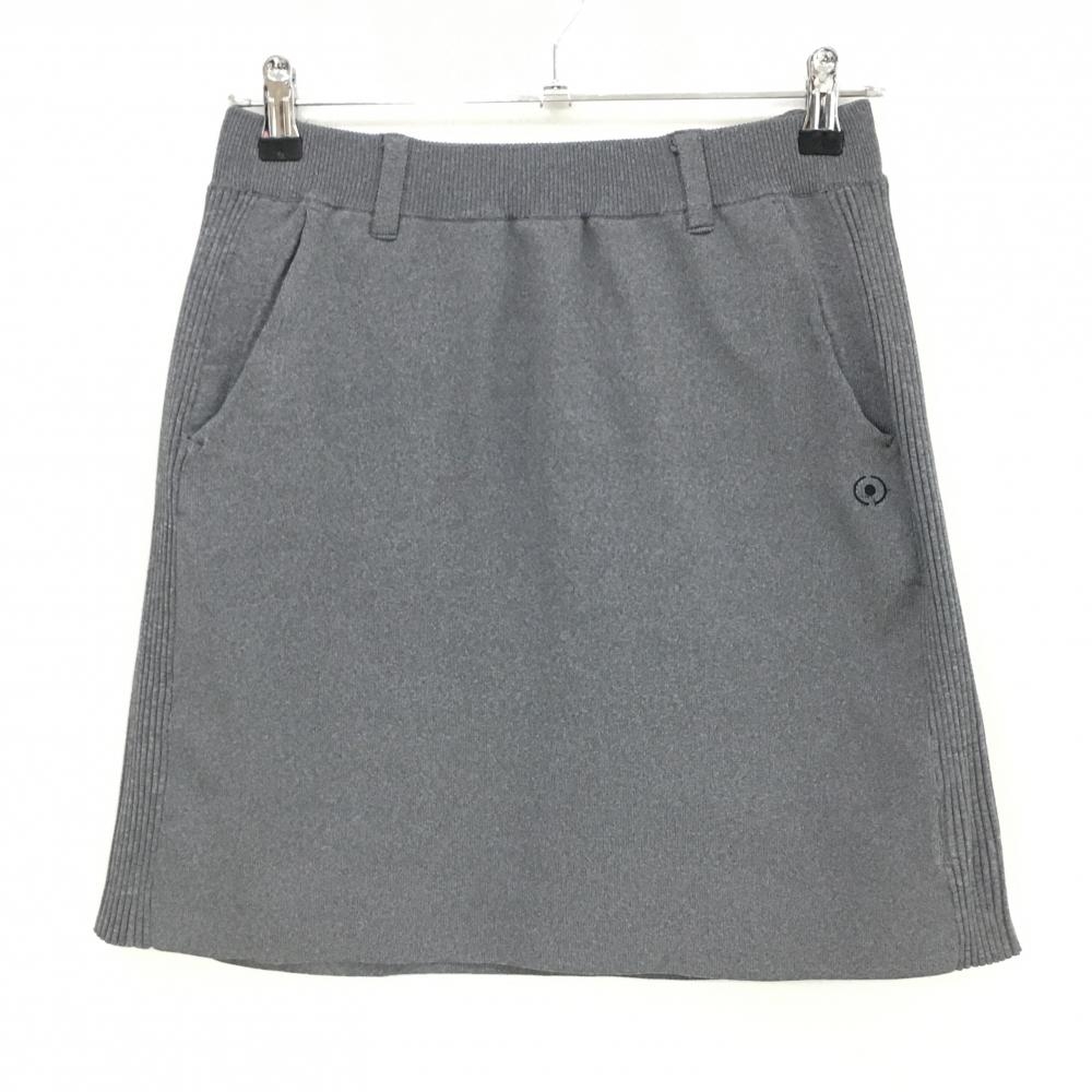 【超美品】ピン ニットスカート グレー サイドリブ ロゴ刺しゅう レディース M ゴルフウェア PING