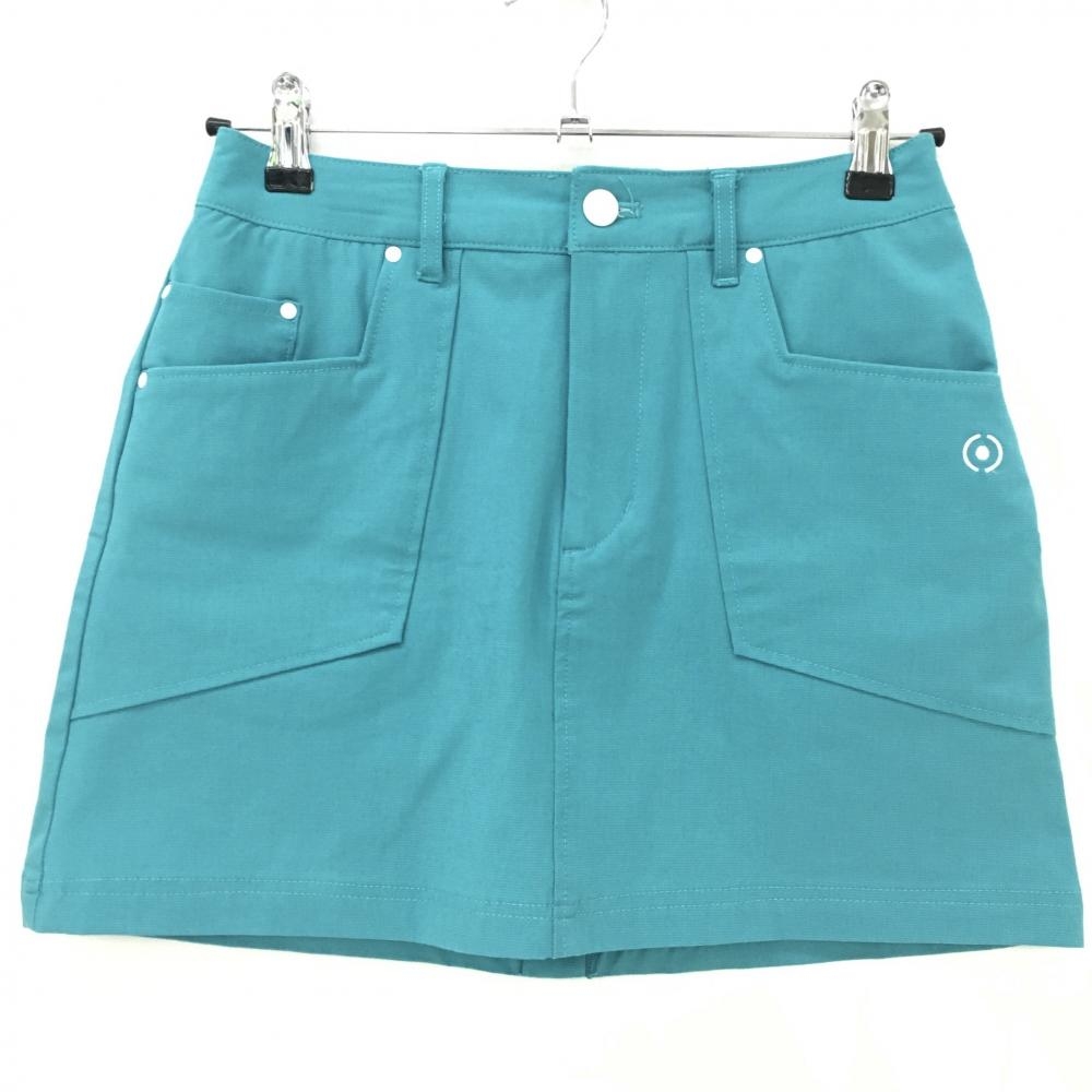 【美品】ピン スカート ブルーグリーン ロゴ白  レディース S ゴルフウェア PING