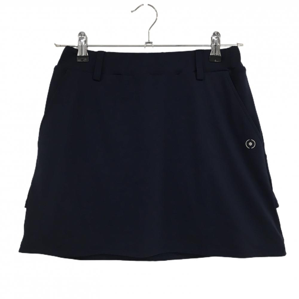 【美品】ピン スカート ネイビー ウエストゴム ロゴ刺しゅう ストレッチ  レディース S ゴルフウェア PING