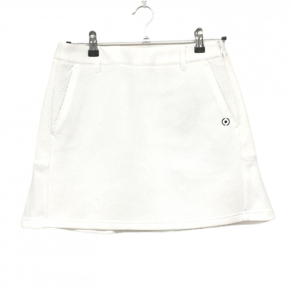 【美品】ピン スカート 白 ドット凹凸生地 ロゴ黒  レディース M ゴルフウェア PING