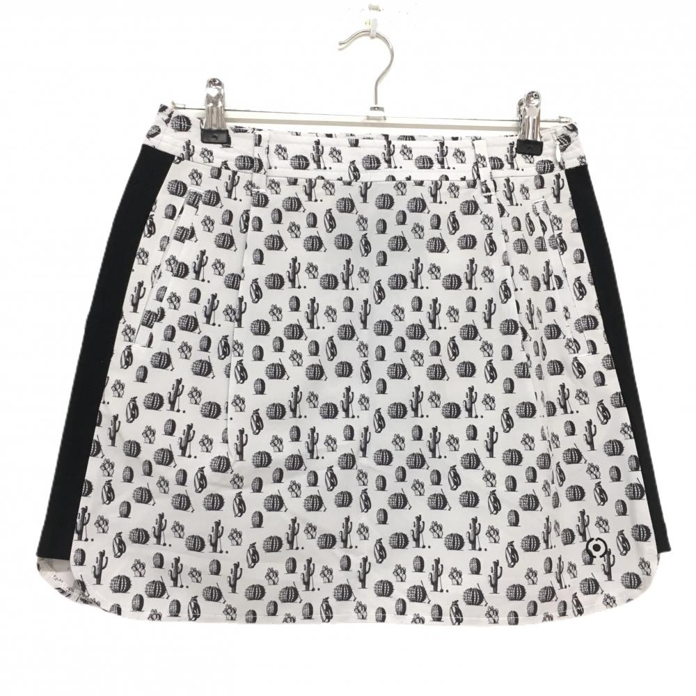 【超美品】ピン スカート ライトグレー×黒 サボテン柄 薄手 バックロゴ レディース M ゴルフウェア PING