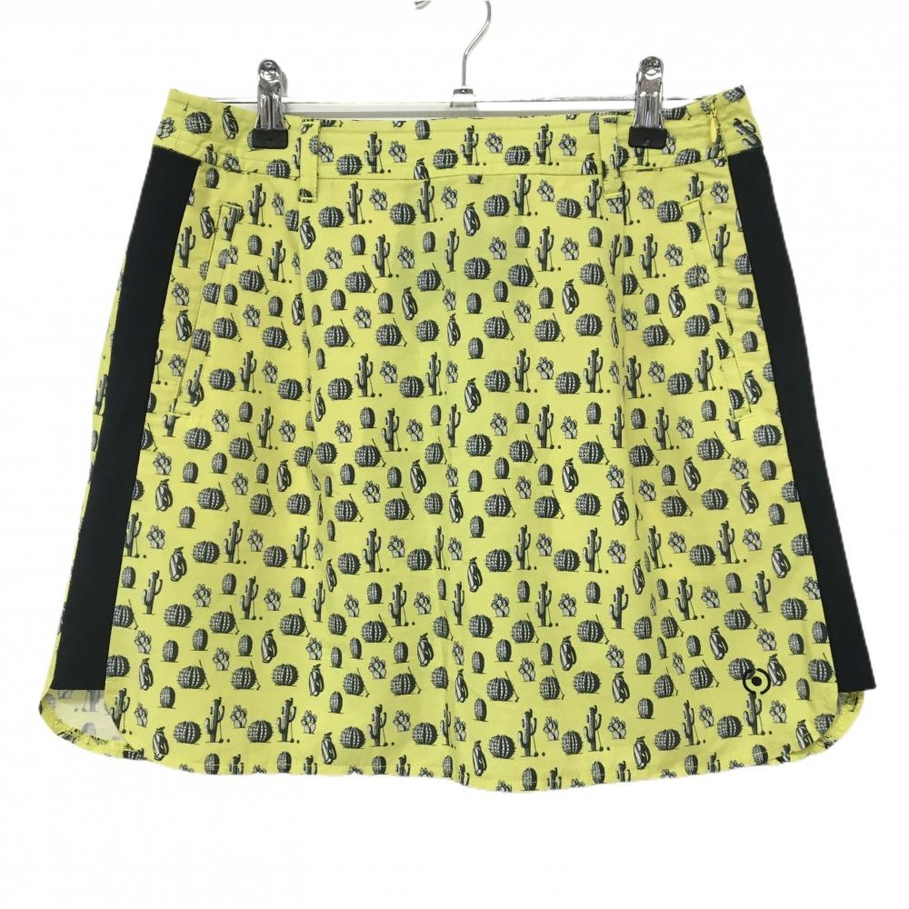 【美品】ピン スカート イエロー×黒 サボテン柄 サイド切替  レディース M ゴルフウェア PING