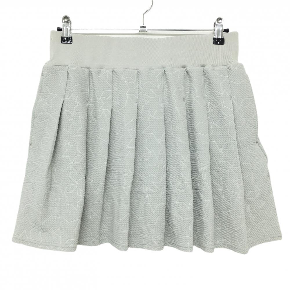 【超美品】ピン スカート ライトグレー系 星柄 プリーツ 内側インナーパンツ ウエストゴム レディース LL ゴルフウェア 2024年モデル PING