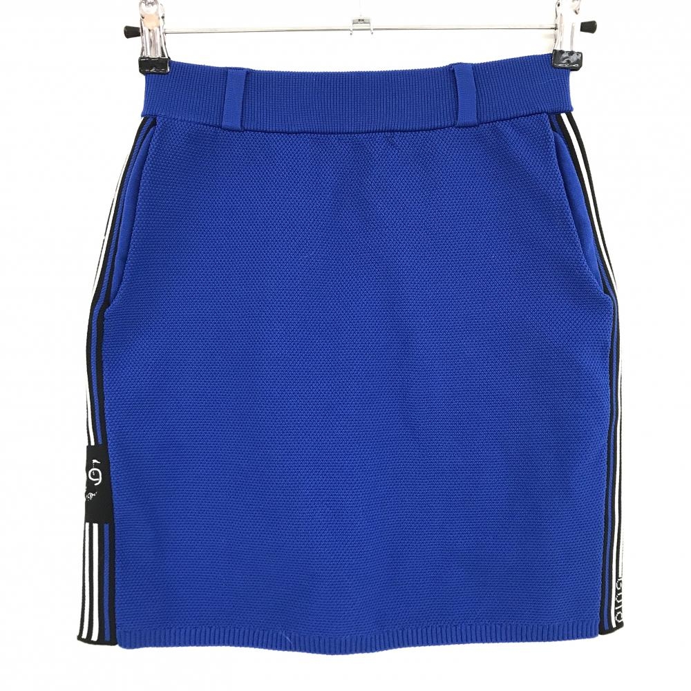 【超美品】ピン ニットスカート ブルー×黒×白 サイドライン ウエストゴム ストレッチ レディース SS ゴルフウェア 2024年モデル PING