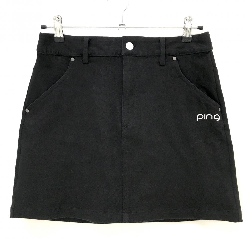 【美品】ピン スカート 黒 ヒップMr.PING刺しゅう ストレッチ  レディース M ゴルフウェア 2024年モデル PING