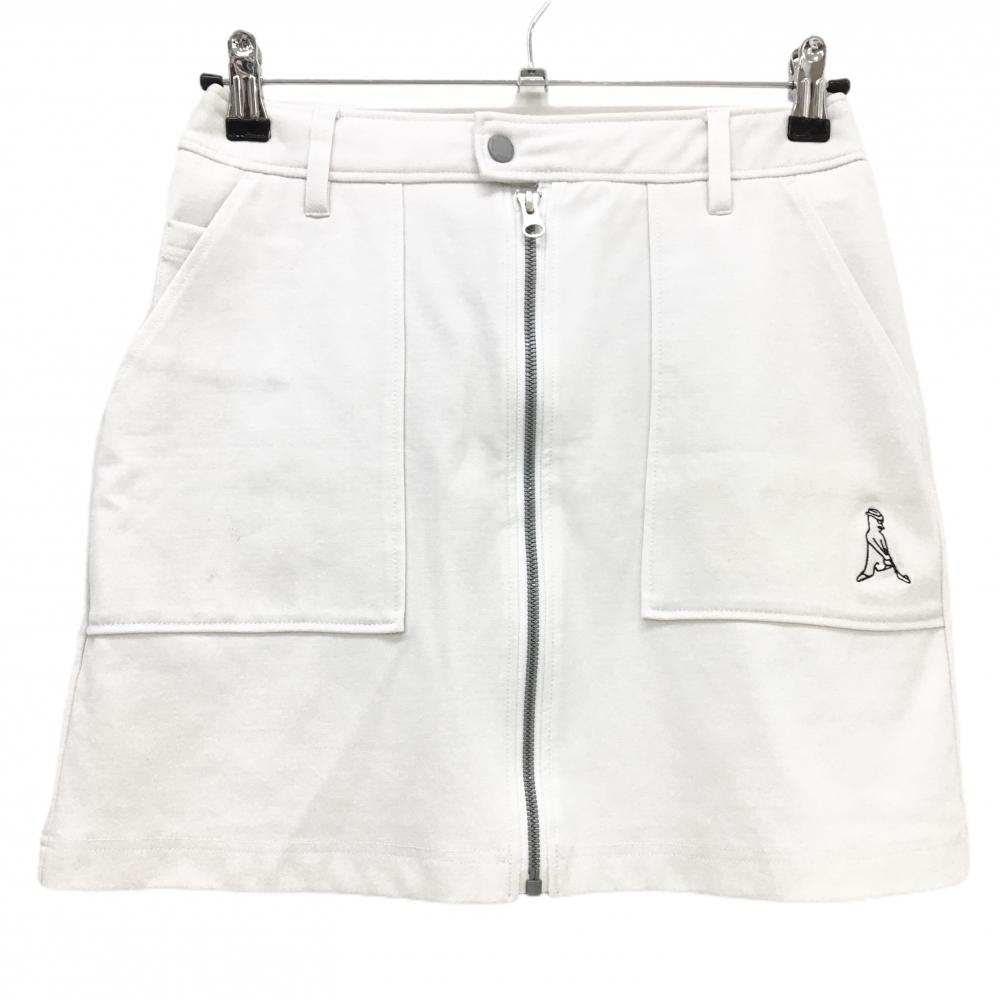 【美品】ピン スカート 白 ストレッチ フロントジップ レディース M ゴルフウェア PING