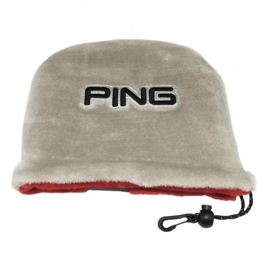 【超美品】ピン リバーシブルアイアンカバー グレー系 裏レッド 起毛 ゴルフ PING