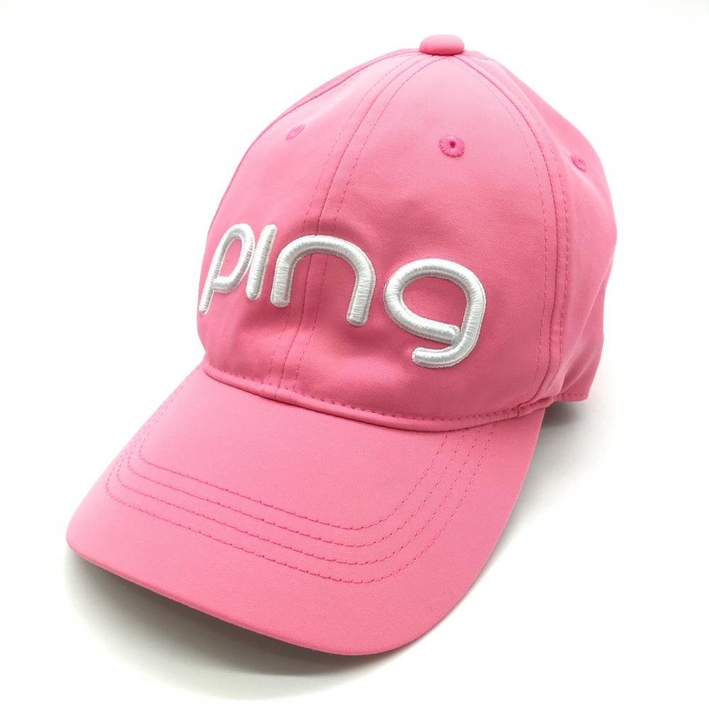 【美品】ピン キャップ ピンク×白 立体ロゴ刺しゅう ONE SIZE FITS ALL ゴルフウェア PING 画像