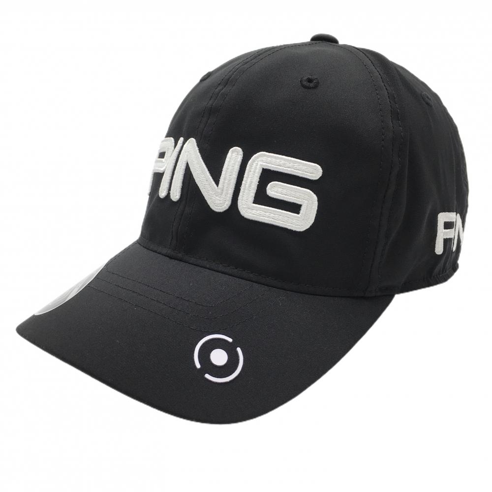【超美品】ピン キャップ 黒×白 立体ロゴ FREE   ゴルフウェア PING