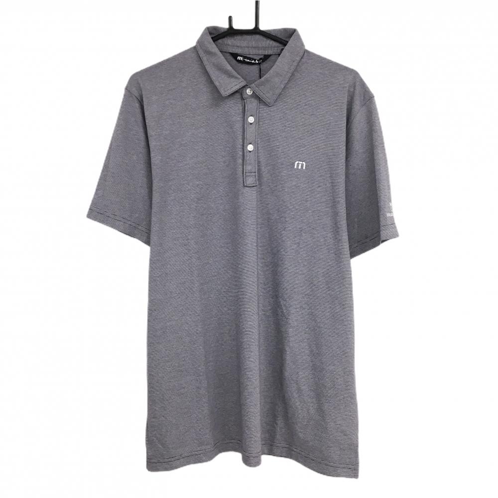 【新品】トラヴィスマシュー 半袖ポロシャツ 杢パープル ロゴ刺しゅう メンズ L ゴルフウェア TravisMathew