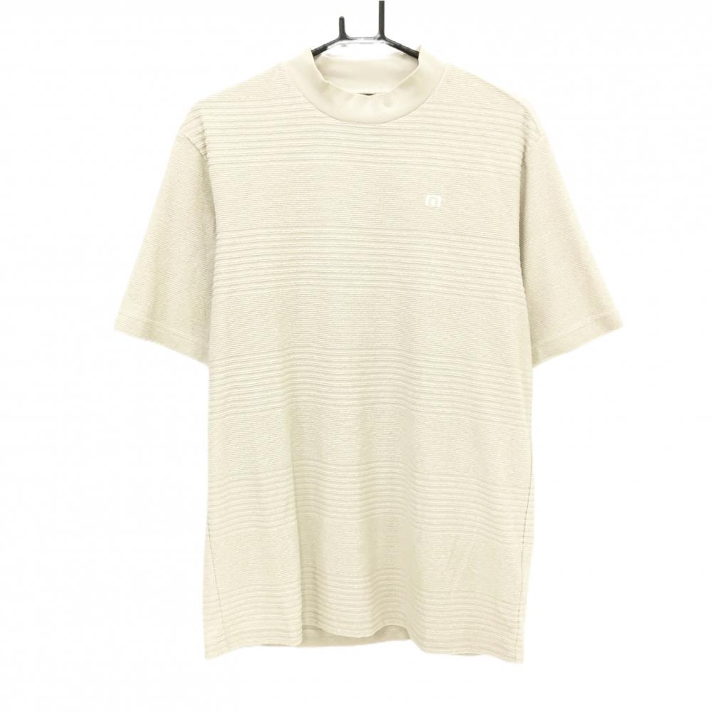 トラヴィスマシュー 半袖ハイネックシャツ ベージュ パイル地 ロゴ刺しゅう メンズ XL ゴルフウェア TravisMathew