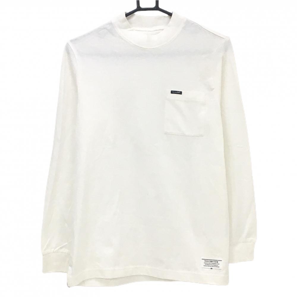 【美品】トラヴィスマシュー 長袖ハイネックシャツ 白 シンプル コットン100％ メンズ M ゴルフウェア TravisMathew