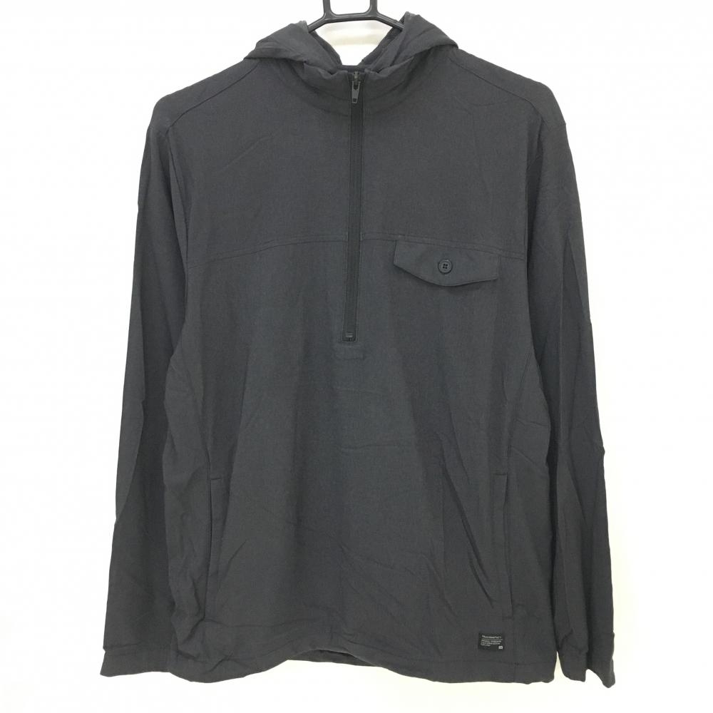 【美品】トラヴィスマシュー フード付きブルゾン ダークグレー ハーフジップ ストレッチ フード着脱可 メンズ L ゴルフウェア TravisMathew