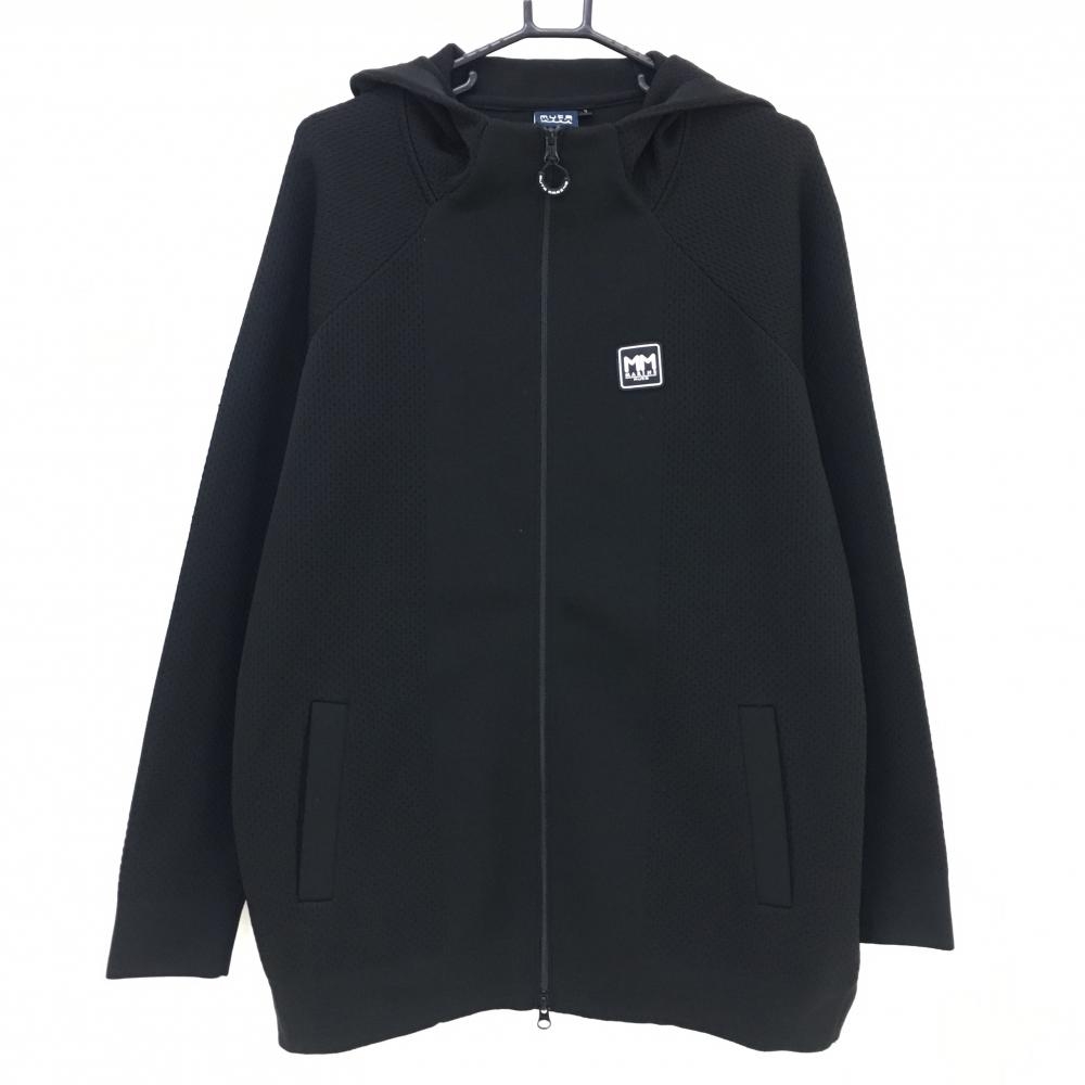 【超美品】ムータマリン ニットジップパーカー 黒 バックロゴ シリコンロゴ メンズ 7(XL) ゴルフウェア muta
