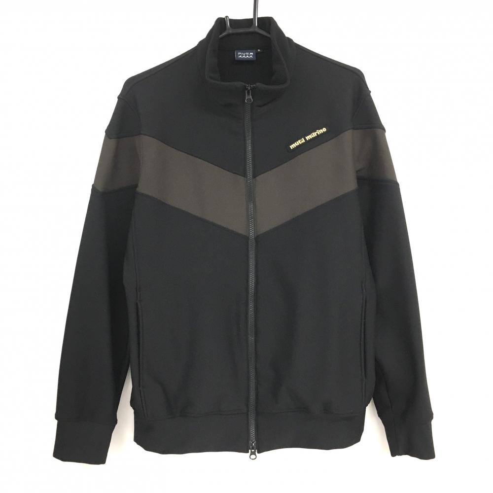 【美品】ムータマリン ジャケット 黒×ブラウン 裏起毛 ネック毛羽立ち少 メンズ 5(M) ゴルフウェア 2024年モデル muta