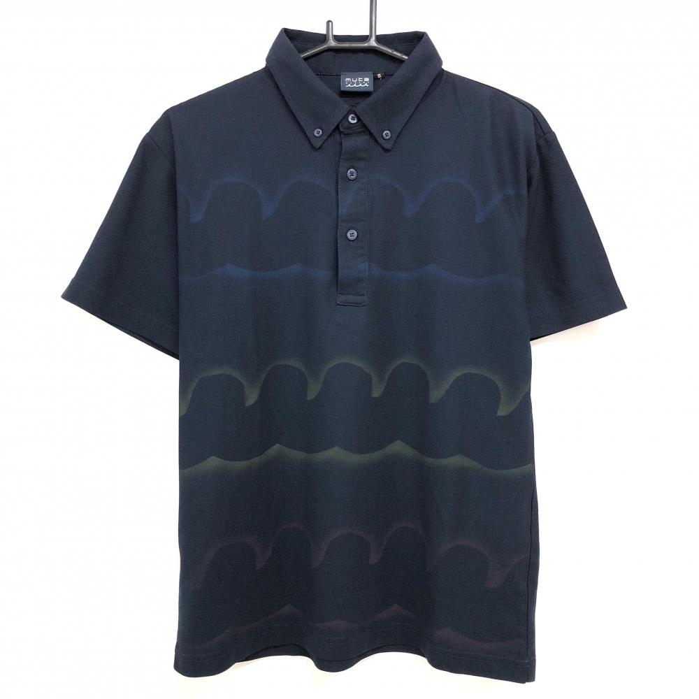 【超美品】ムータマリン×ACANTHUS 半袖ポロシャツ ネイビー×イエロー×レッド メンズ 5(M) ゴルフウェア 2024年モデル muta