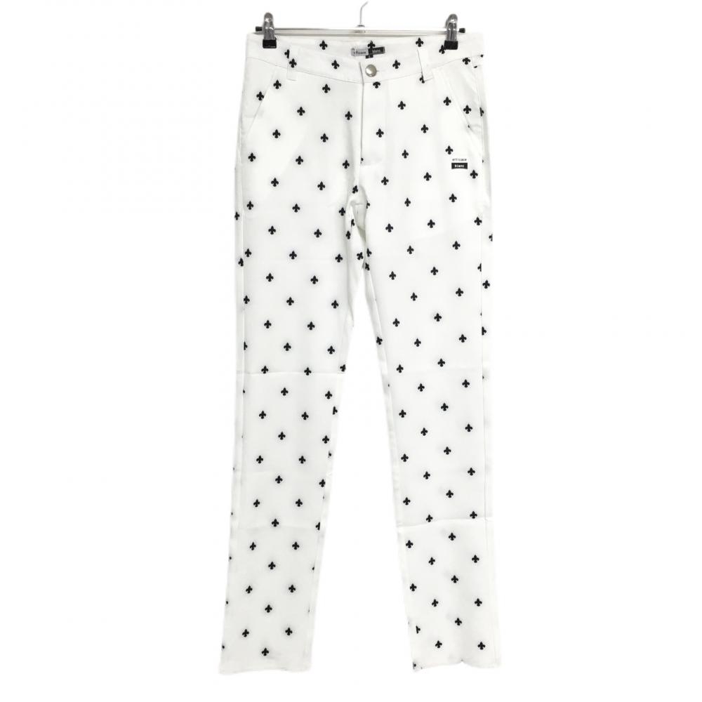 【新品】エフィカスブラン パンツ 白×黒 総柄 ユリ紋章  メンズ S ゴルフウェア efficace
