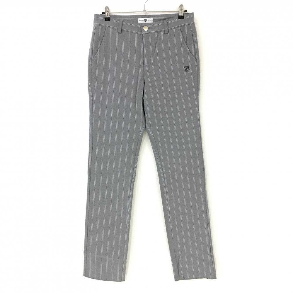 【新品】エフィカスオム パンツ グレー×ネイビー ストライプ 秋冬 ストレッチ  メンズ 85 ゴルフウェア efficace
