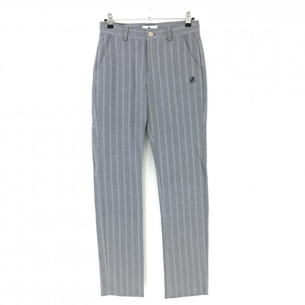 【新品】エフィカスオム パンツ グレー×ネイビー ストライプ 秋冬 ストレッチ メンズ 79 ゴルフウェア efficace