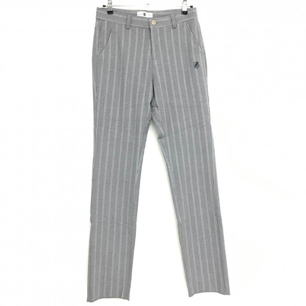 【新品】エフィカスオム パンツ グレー×ネイビー ストライプ 秋冬 ストレッチ メンズ 82 ゴルフウェア efficace
