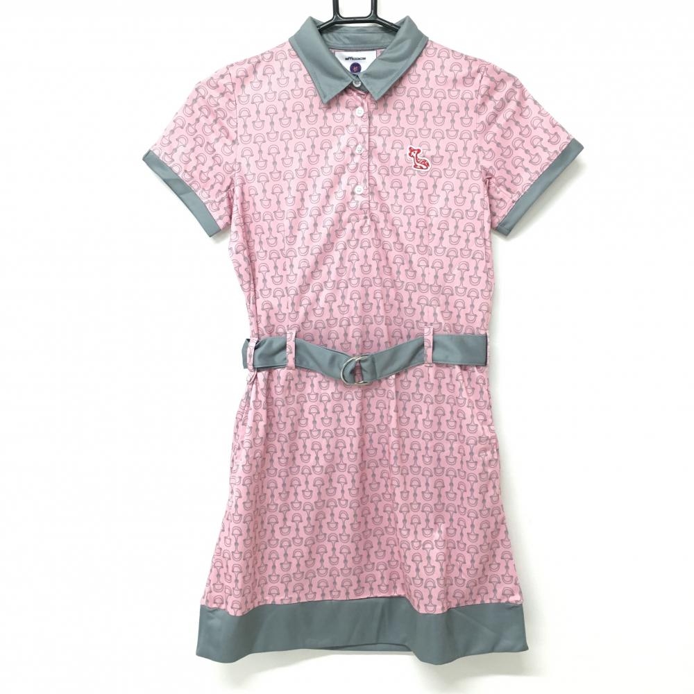 【超美品】エフィカス 半袖ポロワンピース スモーキーピンク×グレーグリーン  レディース 1(S) ゴルフウェア efficace