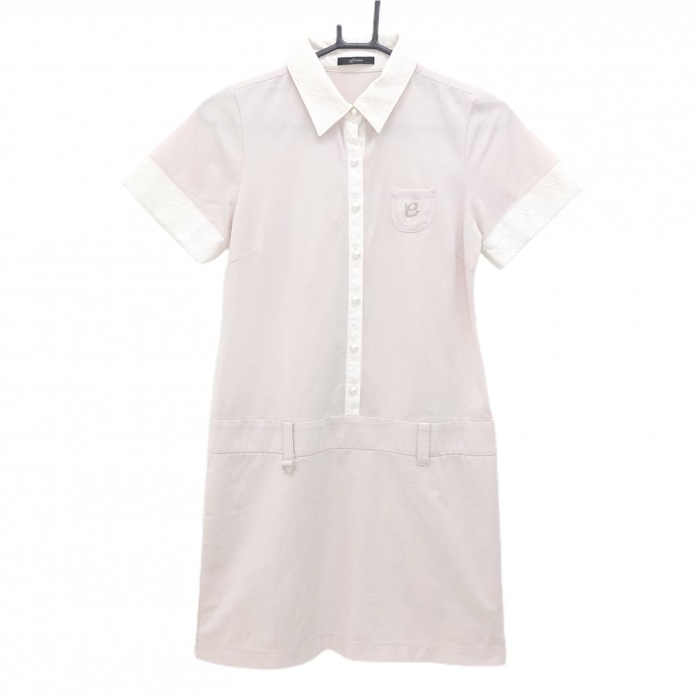 エフィカス ワンピース ライトピンク×白 襟・袖レース スカート部裏地付  レディース 1(S) ゴルフウェア efficace