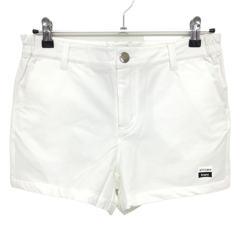 【新品】エフィカスブラン ショートパンツ 白 シリコンロゴワッペン レディース L ゴルフウェア efficace